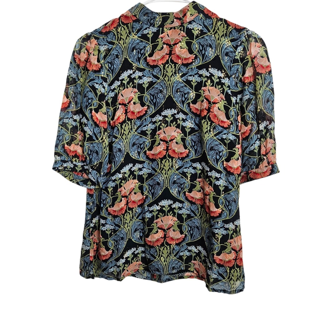 Meadow Rue By Anthropologie Blouse Sz 0 Basilique Dark Floral Lined‎ Whimsigoth